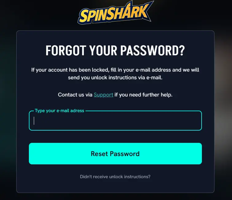 SpinShark sign up
